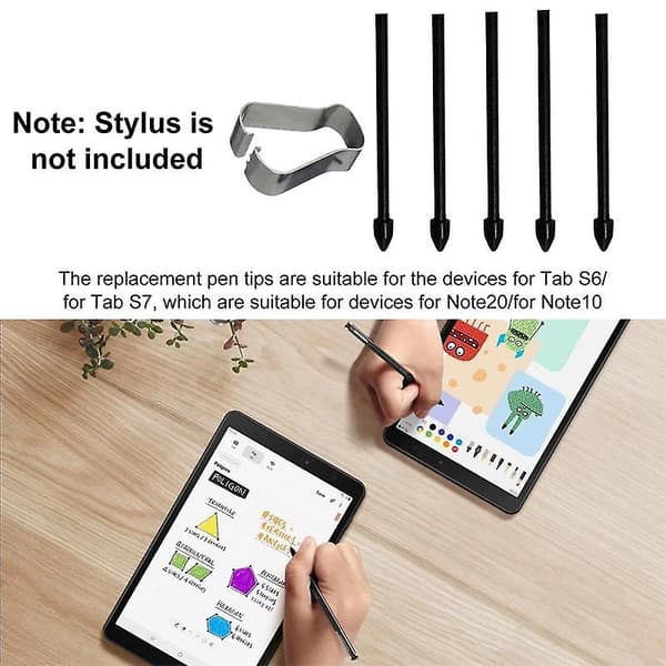 5 stk. stylus refill udskiftning stylus touch pen spids substitut nib Galaxy Note20/note10/tab S6/tab S Black