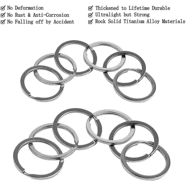 100 stk. delte nøkkelringer, flate metalldelte nøkkelringer i bulk for hjem, bilnøkler, anheng, DIY-kunst