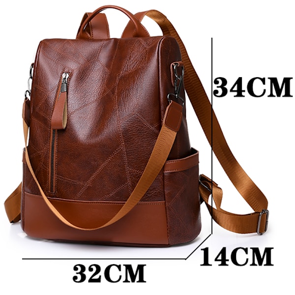 Fashion dam ryggsäck designer hög kvalitet mjukt läder enkel stil stor kapacitet stöldsäker bågformad spetsmaterial Brown