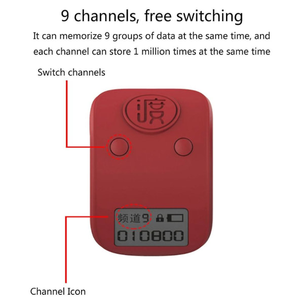 Mini digitaalinen Lcd elektroninen sormus käsi Tally Counter 6-numeroinen ladattava laskurit Clicker-musta