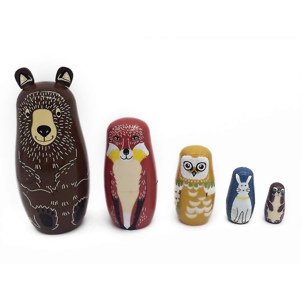 Treleker Matryoshka Dukker Dyrefigurer Tegneserie Bjørn Ugle Russiske Nesting Dukker Samling
