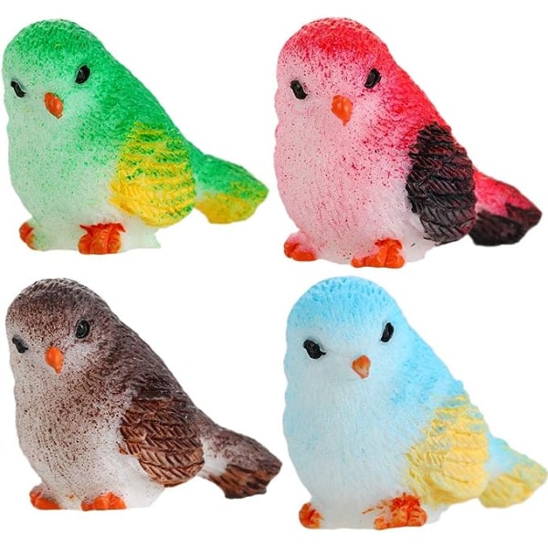 Minilintu pienoishahmo 4/8 kpl Little Birds -mallifiguure Mikromaisema Kotiornamentti Miniatyyri DIY askartelupuutarhakoristeet (4 kpl B- set)