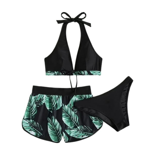 3-delad bikiniset för kvinnor, badkläder med hög midja och trosslinga