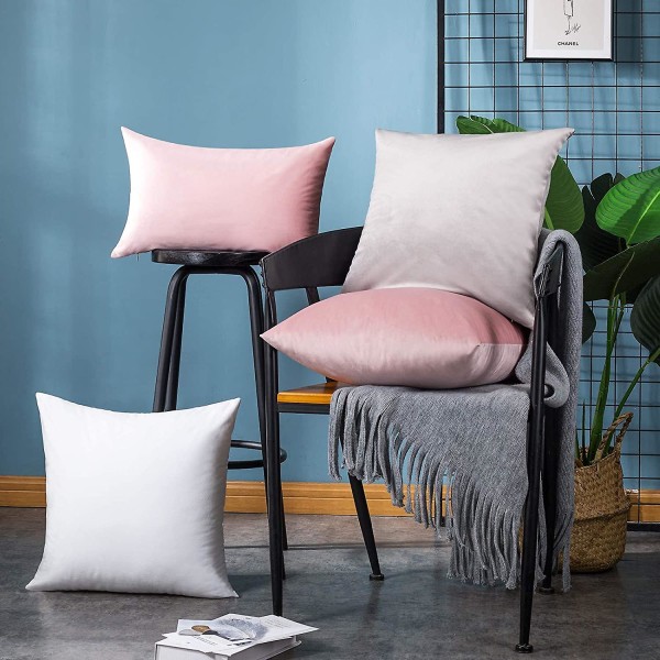 2-pack sammetskuddfodral, dekorativa kuddfodral för soffa sovrum (18x18 tum, rosa)