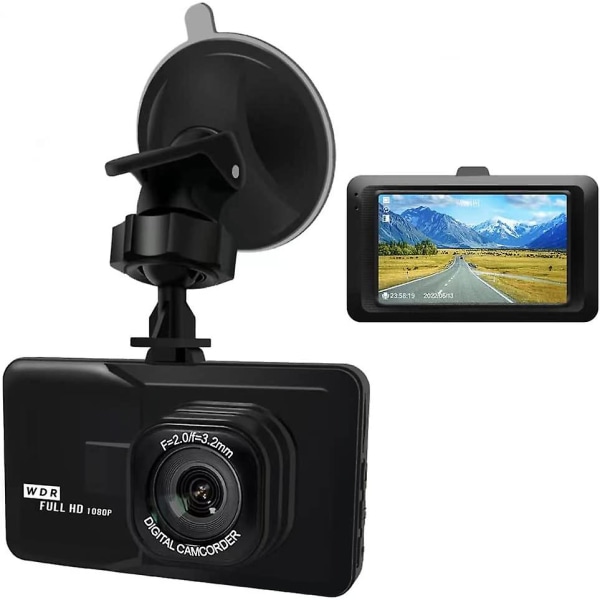 1080p Full HD Dashkamera för bilar, Dash Cam fram med 3\" LCD-skärm 170 vidvinkel, Bilskamera med WDR-nattseende, G-sensor, Parkeringsövervakning