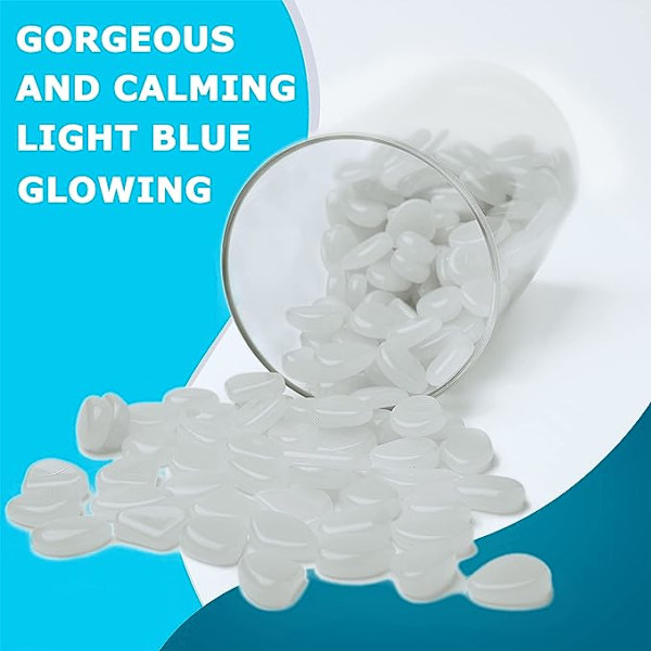 Glow in the Dark Rocks 300Pcs Hvite Glow Stones, Glowing Rocks for Betta Fish Tank, Aquarium, Hage, Plantere, Landskapssti Glow Gravel Pebble