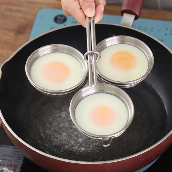 Æggepocher i rustfrit stål, perfekt pocheret æggemaskine, runde ægkogerringe til morgenmadsmadlavningsværktøj 3 pocherede æggebægre