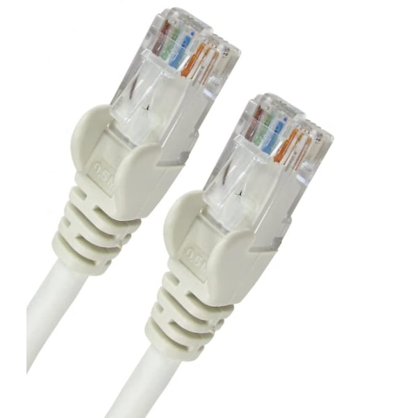 15 m vit Cat6 nätverkskabel (100 % koppartråd) - Rj45 - Ethernet - Patch - Lan - 10/100/1000 - Gigabit