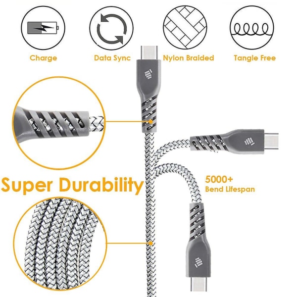 Stark, hög hållbarhet flätat USB C laddning och datasynkroniseringskabel (1ft/30cm) Kompatibel för Samsung Tab S6 Lite, Tab A7 10.4\", T510,