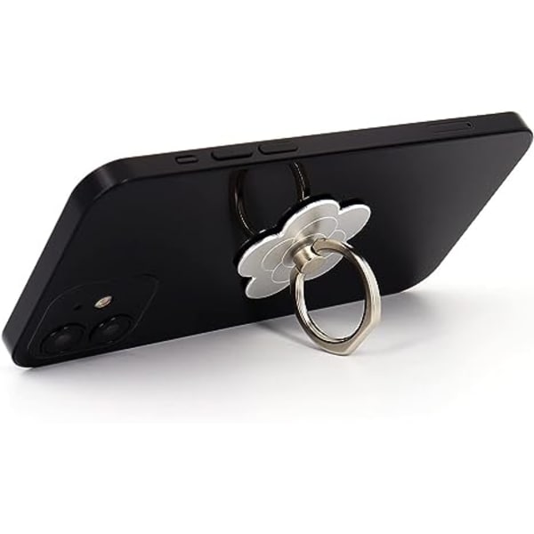 Mobiltelefonringhållare Blomma Finger Ring Grepp Stativ 360° Rotation 180° Vändbar Universal Stativ Kompatibel med Alla Smartphones (Silver)