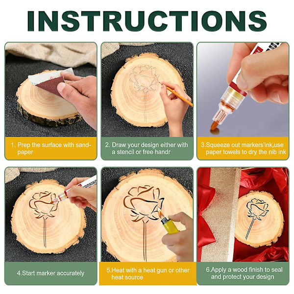 3 kpl Pyrography-merkkikynää Kemiallinen puunpolttomerkkikynä Joulu DIY Polttava merkkikynä