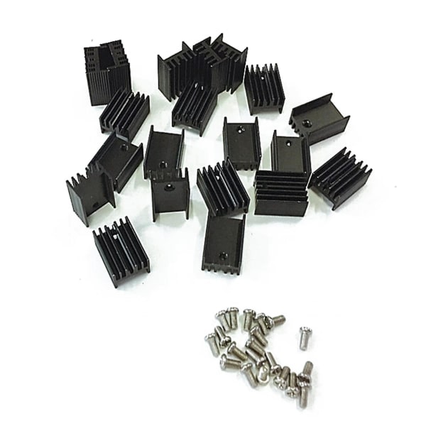 20x 21x15x11mm svart aluminium kylfläns för To-220 Mosfet transistorer