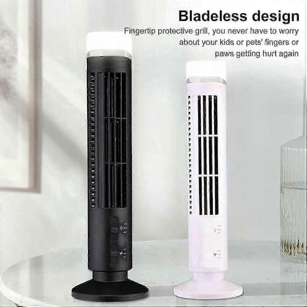 Bladeless tornfläkt med 90° oscillation, tyst 34dB kylning för sovrum och hem White