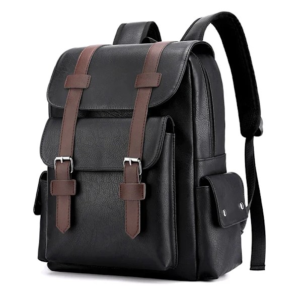 Miesten vedenpitävä nahkainen olkalaukku Retro Casual Suuri kapasiteetti Opiskelija Business Läppärilaukku Matkustaminen Koululaukku Muoti Dark Brown