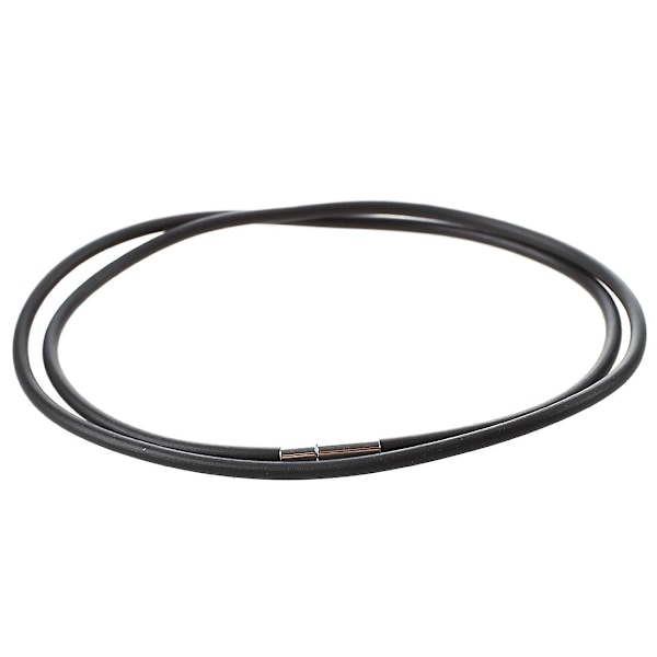 3mm Sort Gummi-Kæde Halskæde med Rustfrit Stål Lukning - 60,5 cm