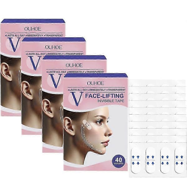 V-ansiktslyft osynlig tejp, v-ansiktslyfttejp med band, nacktejp 4Boxes