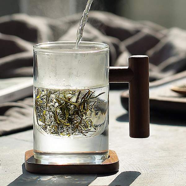 Glas Teekopp Med Infuser Och Lock
