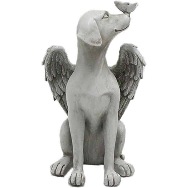 Katte- og Hunde-Engle Gravstedsmarkør, Hunde-Engle Dyreminde Gravstedsmarkør Tributstatue, Ornament Dyreminde Dyrehave Statue til Udendørs Have Skrivebord