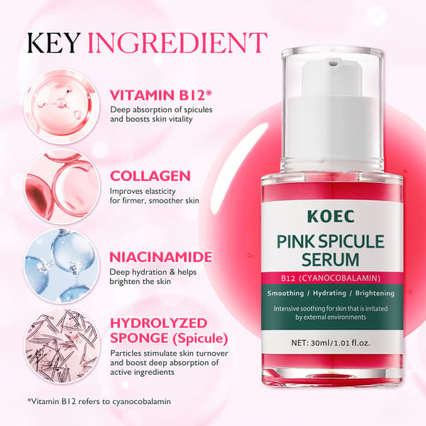 KOEC Viral Pink Microneedle Serum – Silverförkalkningsserum Five-piece set