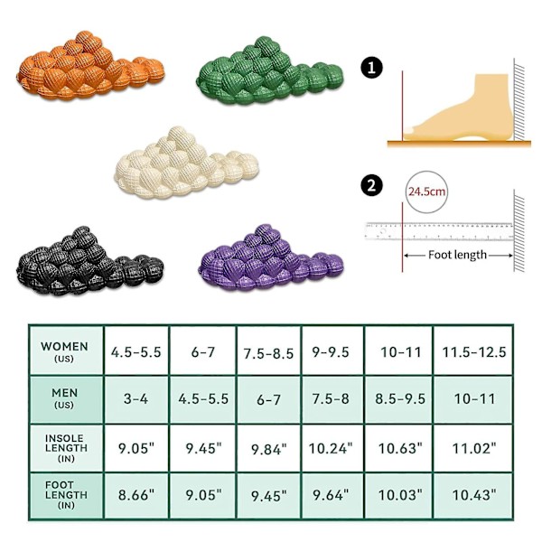 Bubbeltofflor för Kvinnor och Män | Ultra Dämpade Roliga Lychee Massage Moln Tofflor 7.5-8.5 Kvinnor/6-7 Män