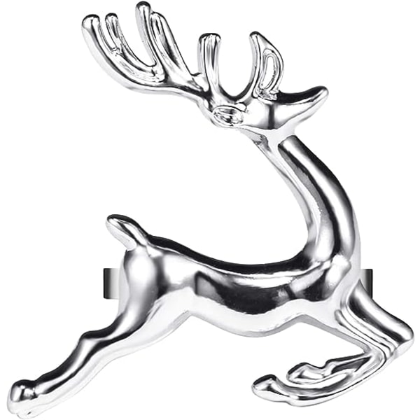 Sett med 8 Christmas Silver Elk Serviettringer - Elegant serviettholder Legering serviettring til jul, høsttakkefest, høytider Fest Spisebord Dekking Bryllup