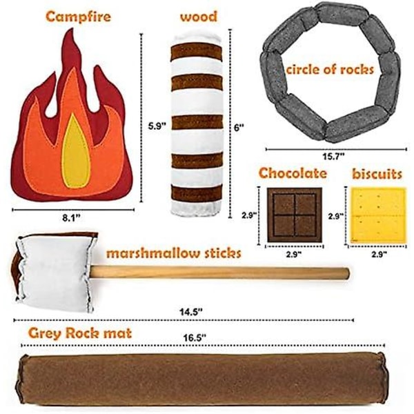 Barn Camping Leksaker Plysch Leksak Campfire, Dramatiska Lekleksaker För Förskola, Sensorisk Lek Camping Leksaksset Med Plysch Filt Falska Set