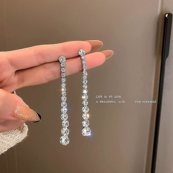 Øredobber Dråpe Øredobber Lange Øredobber Dangle Statement Kjede Øredobber Rhinestone Gave