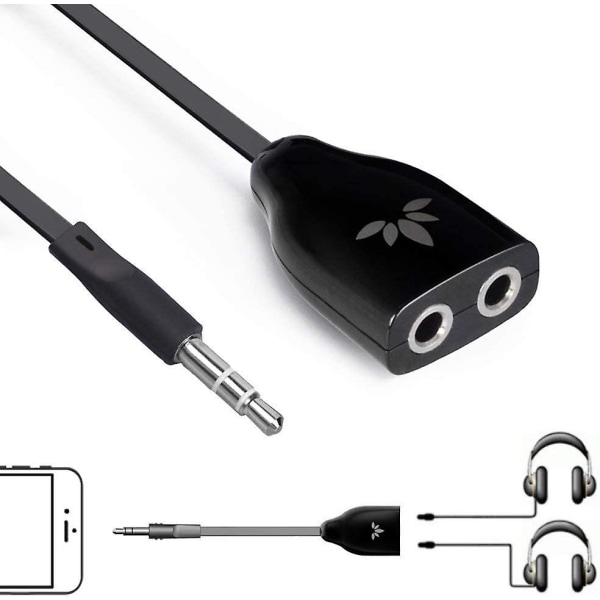 Tr302 Dual Hörlursdelare, 3,5 mm Aux Audio Stereo Adapter Hörlursuttag, Kompatibel med Iphone Samsung Smartphones Mp3-spelare
