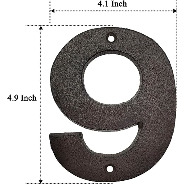Støbejern Husnumre - 4,9 Tommer Høje Hjemmeadressenumre/Postkasse Numre, Nummer 9