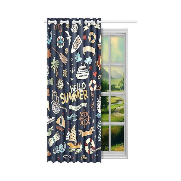 Marin nautisk design fönstergardin vardagsrum sovrum fönsterdraperier 130x210 cm