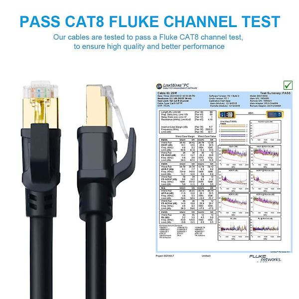 Cat 8 Ethernet-kabel 40 fot, innendørs og utendørs, høyhastighets 40 gbps 2000 mhz Sftp-internettkabel med gullbelagt Rj45-kontakt for spill