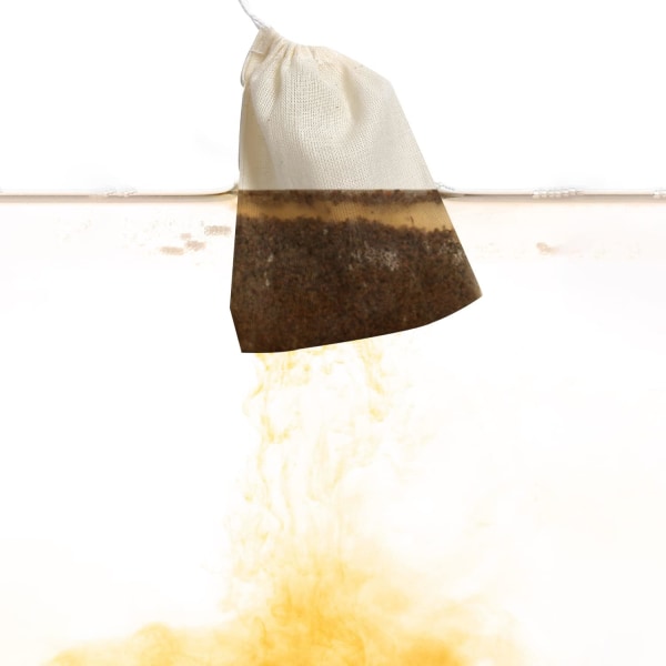 Muslin-poser med snor, bomulls-muslin stoffposer, gjenbrukbare små nettposer, gjenbrukbare te- og krydderposer til matlaging, krydder, te, kaffe