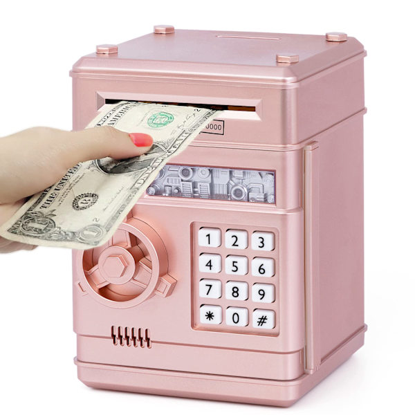 Elektronisk spargris för barn, lösenordssäker, roséguld
