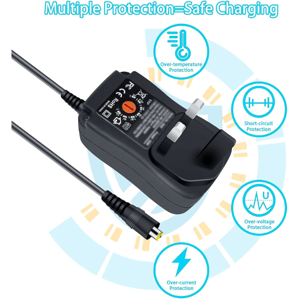 30W Universaali Virtalähde, Dalugo 3V 4.5V 5V 6V 7.5V 9V 12V 2A AC/DC Kytkentävirtalähde Latauslaite 8 Adaptorin Kärjellä 3V-1