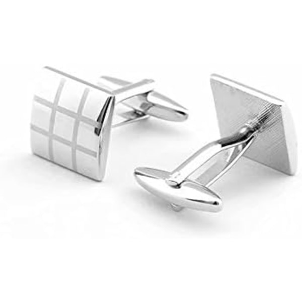Herr Silver Square Checkerboard Manschettknappar