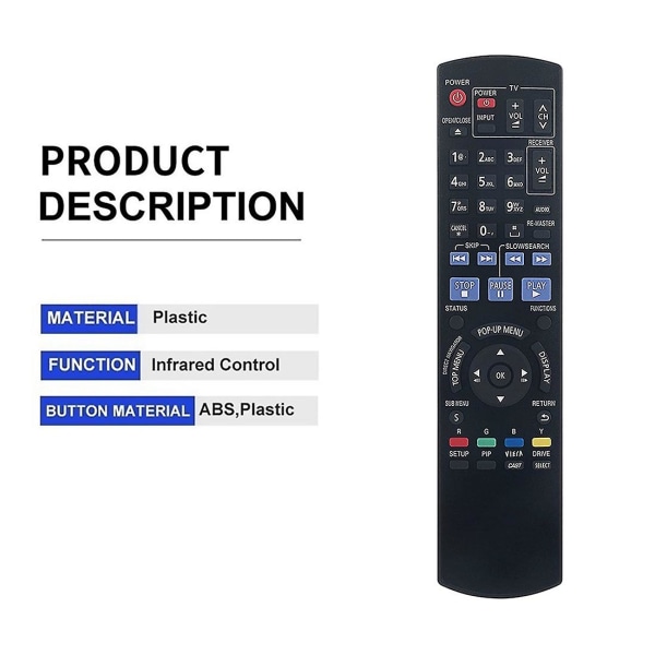 Kaukosäädin N2qayb000378 Blu-ray-soittimelle Dmp-bd60 Dmp-bd80 Dmp-bd35 Dmp-bd605 Dmp-bd601 Dmp-bd80k