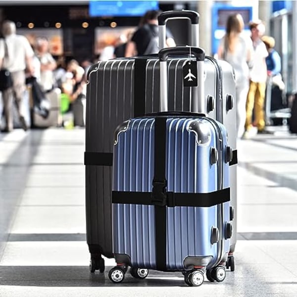 4 pakke bagasjestropper sett Justerbare koffertbelter Silikon-bagasjemerker Reisekoffertmerker med navne-ID-kort for bagasjekoffert Reisetilbehør