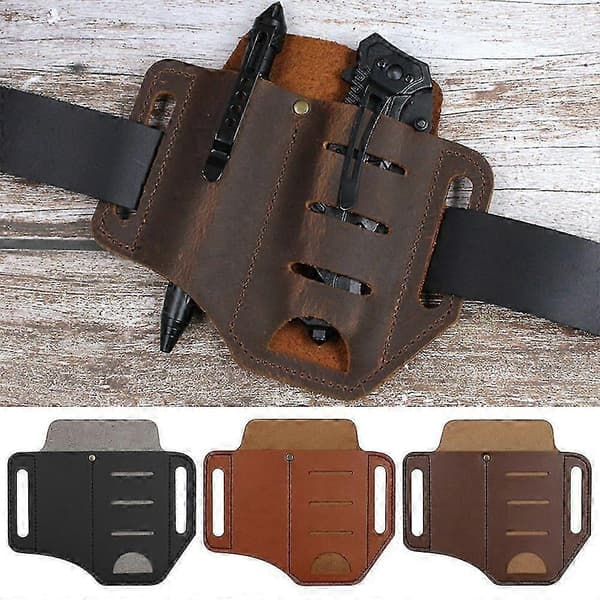 Läderfodral Multiverktyg Organizer Bälte Midjeväska för män och kvinnor, förvaringsficka. B-dark brown
