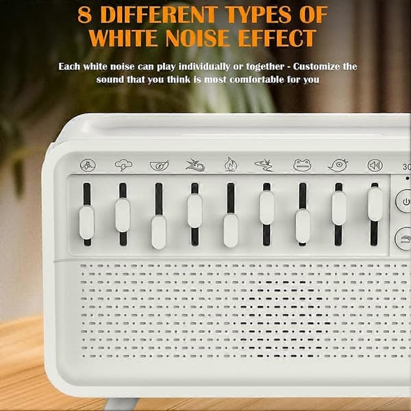 Bluetooth-højttaler Hvid Støjmaskine Diffuser Luft Aroma Diffuser Luftfugtermaskine med 8 Gruppe Naturlyd US-stik