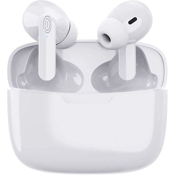 Trådlösa Bluetooth-hörlurar med dubbla mikrofoner Touch [12 timmars laddningsfodral] Vattentäta superbas In-ear-hörlurar