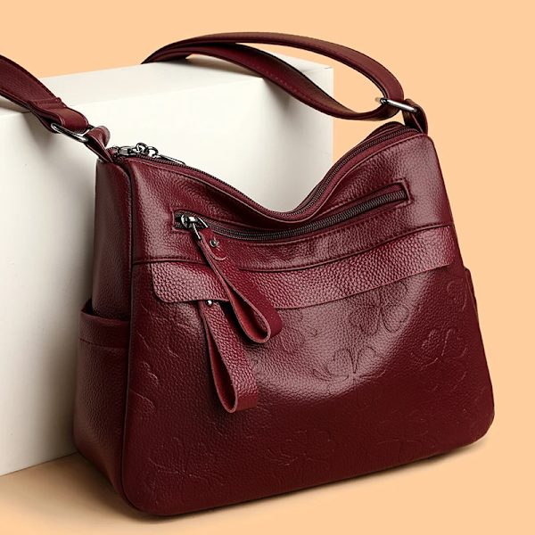 Kvinnlig Tote Bag i Kohud och Läder, Stor Kapacitet, Handväska, Retro Tryckt Mönster, Axelväska, Kvinnlig Crossbody Väska, Ny Azul