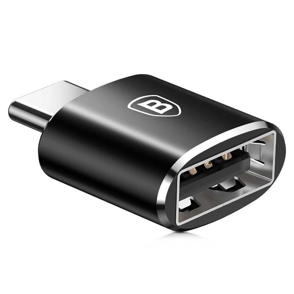 Baseus USB-naaras - USB-A -uros -sovitin Alumiini MUSTA Musta
