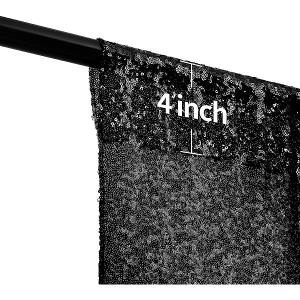 28ft-2kpl Black Sequin Taustaverhot Paneelit, Valokuvaus Tausta Glitter Verhot
