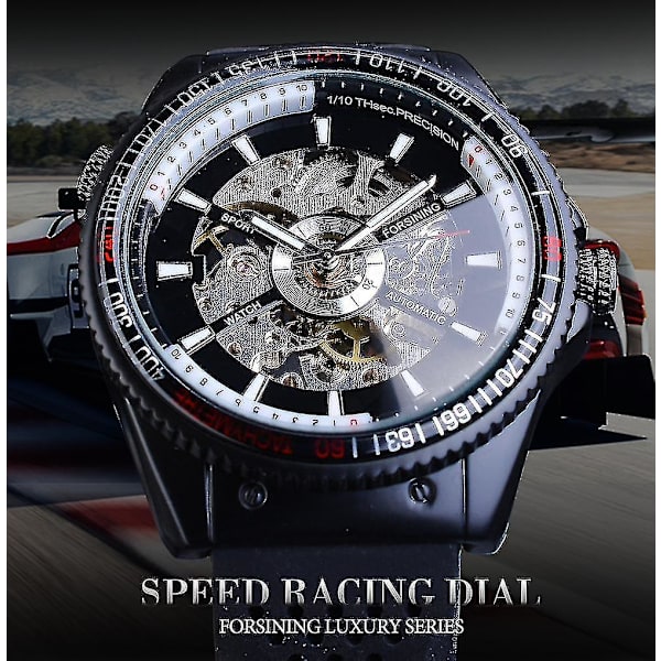 Forsining GMT963 Mode Herre Ur Silikon Rem Automatisk Casual Mekanisk Wa