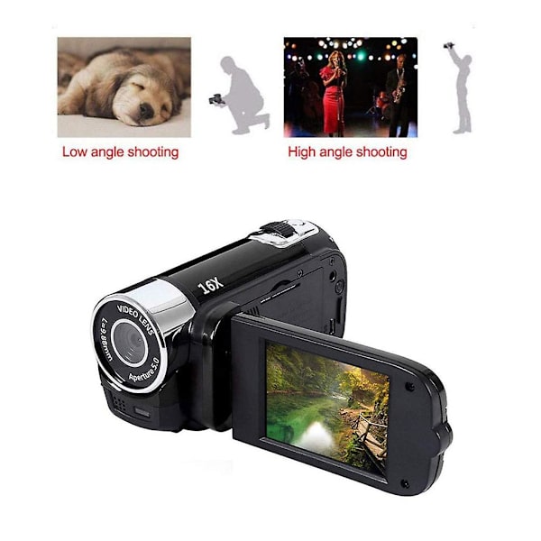 16x digitaalinen zoom-kamera, videokamera, yökuvaus, vloggauskamera, 1080p, 2,7 tuuman LCD-kääntyvä näyttö