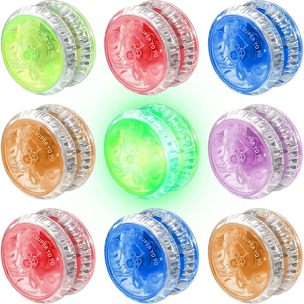 9 st LED-ljus Yo-yo Responsive Ball Bearing Yoyo Plast Responsive Yoyo Underhållande Yoyo För Nybörjare Födelsedagsfestgåvor Godispåsefyllare