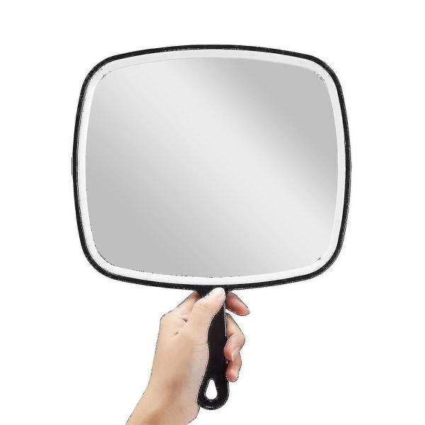 Piao håndspeil, ekstra stort sort håndholdt speil med håndtak, 9" B X 12,4" L