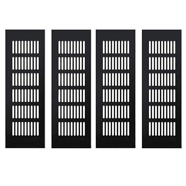 4 kappaletta ilmanvaihtoventtiilin ritilän kansi, kaapin tuuletusaukot jääkaapin tuuletusaukko säleikköseinän tuuletusaukko ritilä, musta 80 X 250mm