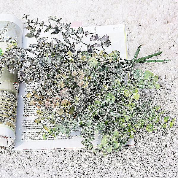 Ghyt 3 stk. Kunstige Plastplanter Blade Grøn Eucalyptus Gren Til Have Vase Hjem