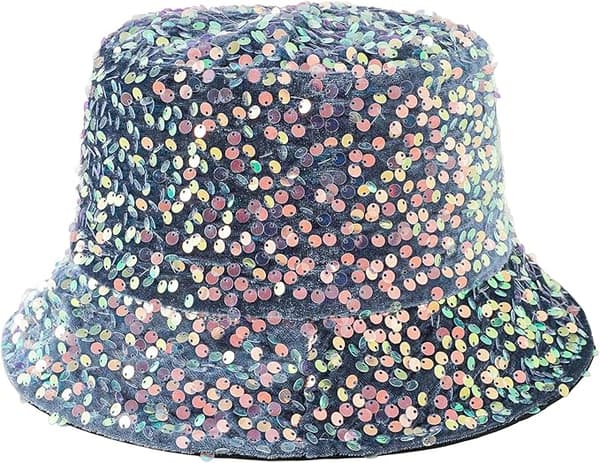 Paillet spand hat, unisex, glitrende solhat, glitter disco hat
